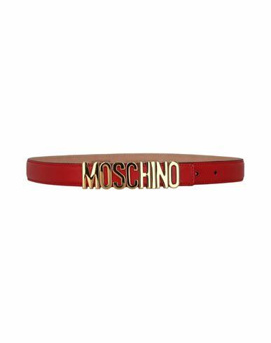 Moschino Logo Lettering Leather Belt Woman Belt Red Calfskin Cover