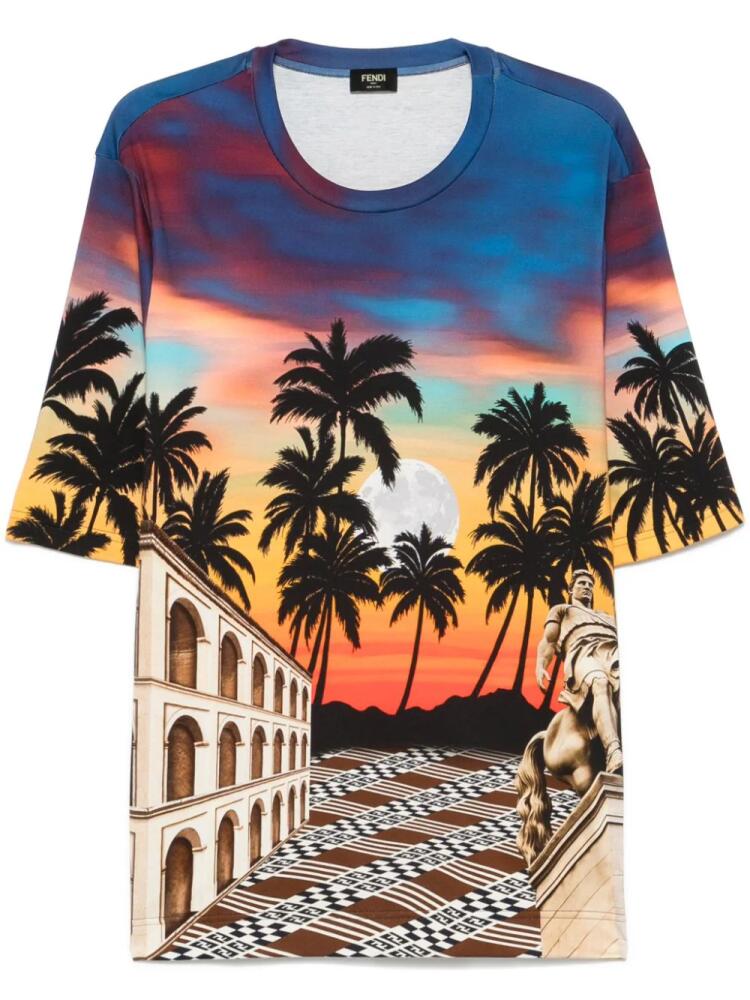 FENDI Summer in Roma-print T-shirt - Blue Cover