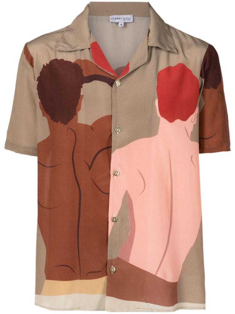 Amir Slama graphic-print silk shirt - Brown Cover