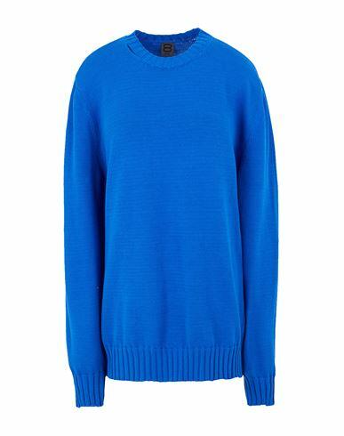 8 By Yoox Cotton Ripped Crew-neck Jumper Man Sweater Bright blue Cotton Cover