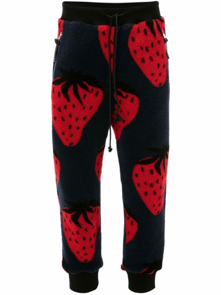 JW Anderson strawberry-print track pants - Blue Cover