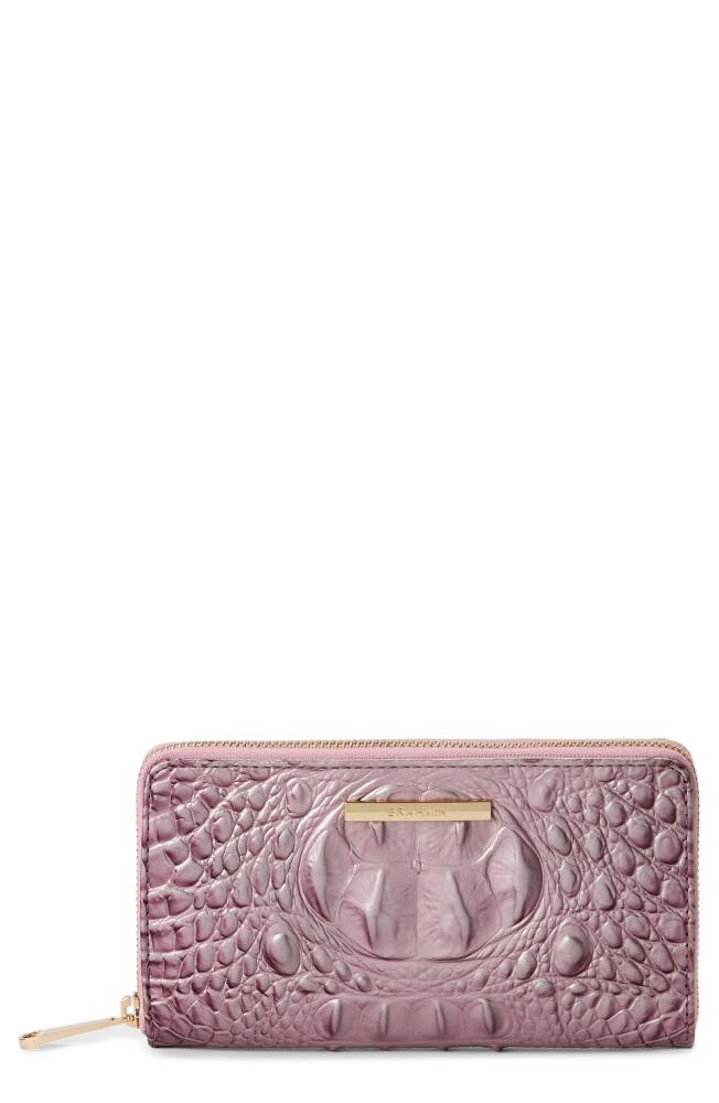 Brahmin Suri Croc Embossed Leather Zip Wallet in Mellow Rose Cover