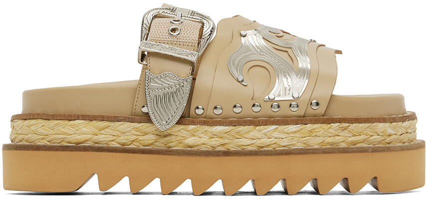 Toga Pulla Beige Leather Platform Sandals Cover