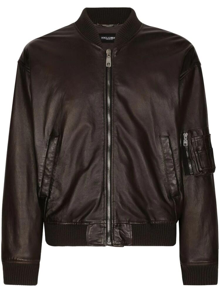 Dolce & Gabbana lambskin bomber jacket - Brown Cover