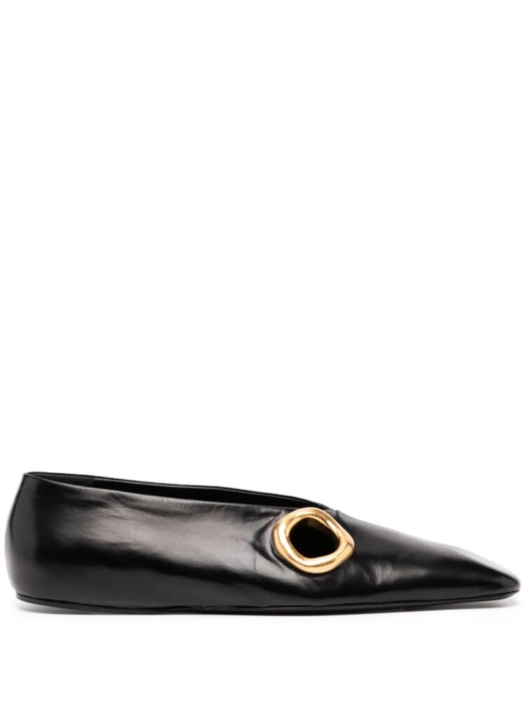 Jil Sander square-toe leather ballerinas - Black Cover