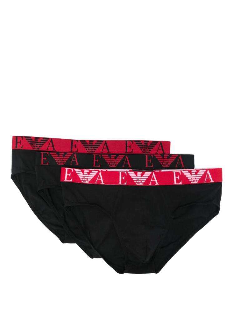 Emporio Armani logo-waistband briefs (pack of three) - Black Cover