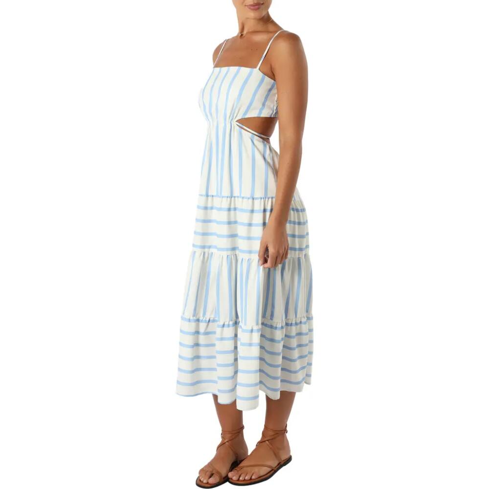 Petal & Pup Evelin Stripe Cutout Midi Dress in Blue Stripe Cover