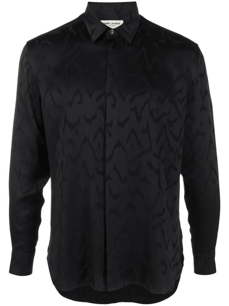 Saint Laurent abstract-print satin shirt - Black Cover