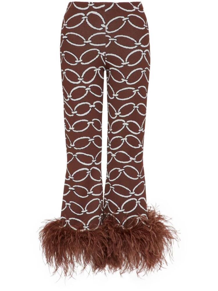 Valentino Garavani feather-trim chain-print trousers - Brown Cover