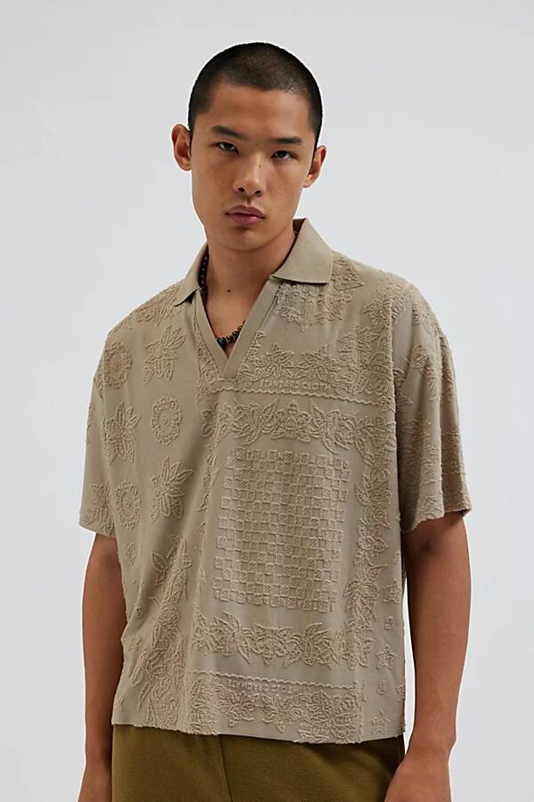 Standard Cloth Foundation Terry Polo Shirt Top in Neutral Cover