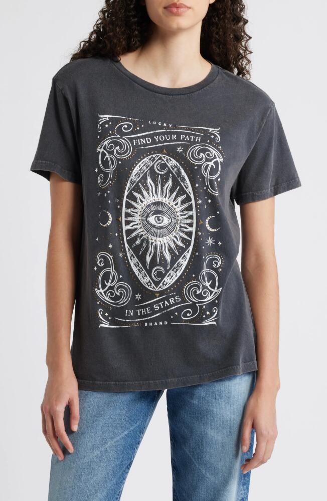 Lucky Brand Find Your Path Celestial Embellished Cotton Graphic T-Shirt in Jet Black Cover