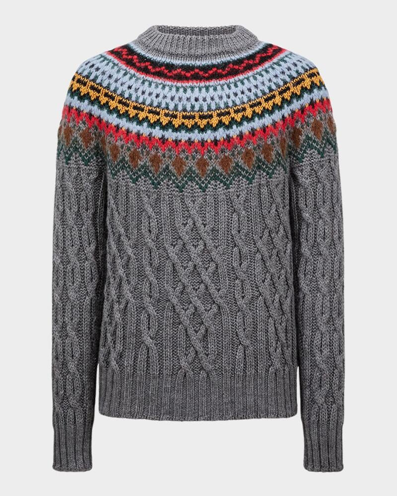 Moncler Grenoble Men's Patterned Cable-Knit Sweater Cover