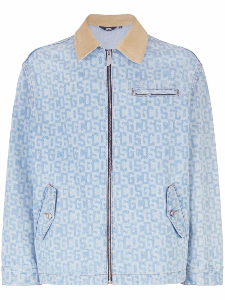 GCDS monogram-print denim jacket - Blue Cover