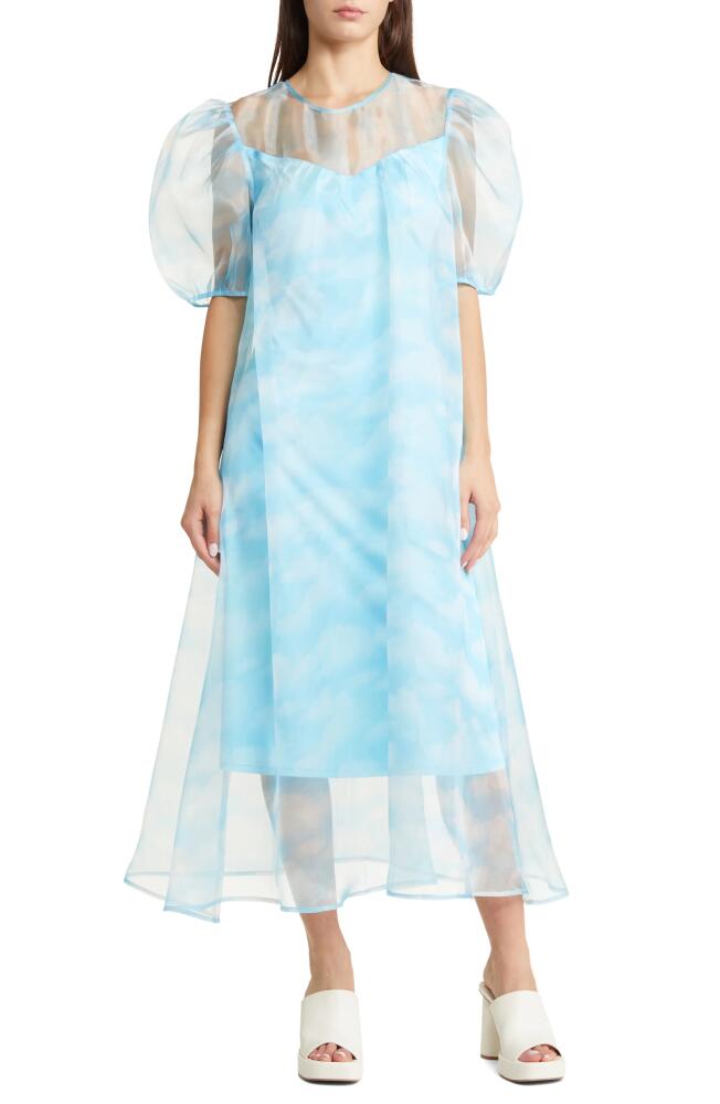 Dressed in Lala Star Energy Organza Puff Sleeve Dress in Cloud Cover