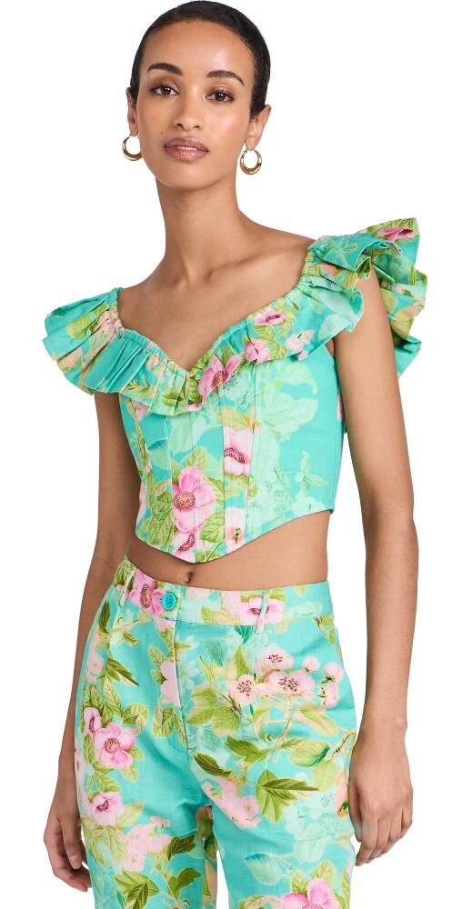 Hemant and Nandita Corset Top Teal Floral Cover