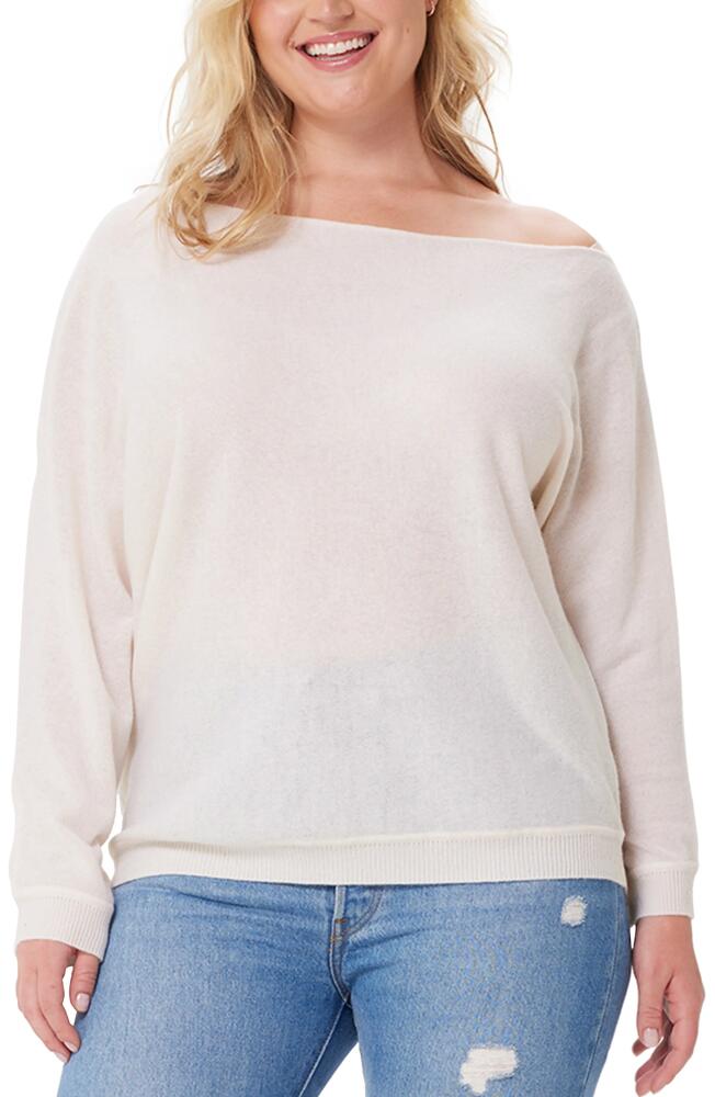 MINNIE ROSE One-Shoulder Cotton & Cashmere Sweater in White Cover