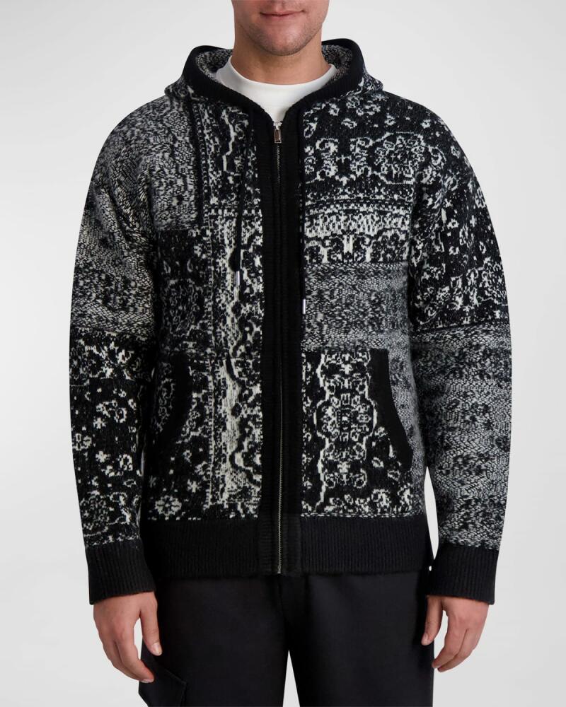 Karl Lagerfeld Paris White Label Bandana Full-Zip Hooded Sweater Cardigan Cover