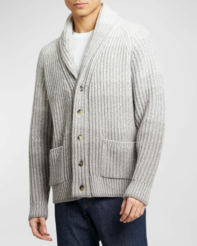 Brioni Men's Degrade Rib Knit Cardigan Cover