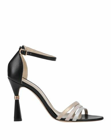 Mia Becar Woman Sandals Black Leather Cover