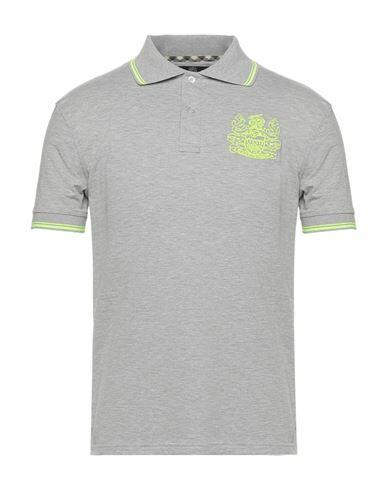 Aquascutum Man Polo shirt Grey Cotton, Elastane Cover