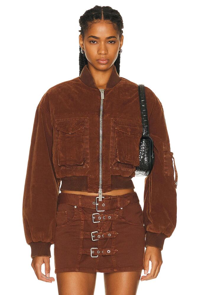 Blumarine Cropped Bomber Jacket in Brown Cover