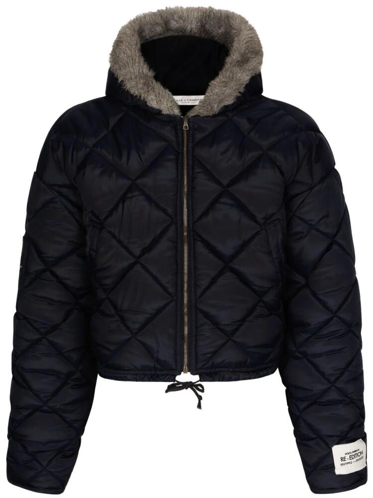 Dolce & Gabbana logo-patch quilted jacket - Blue Cover