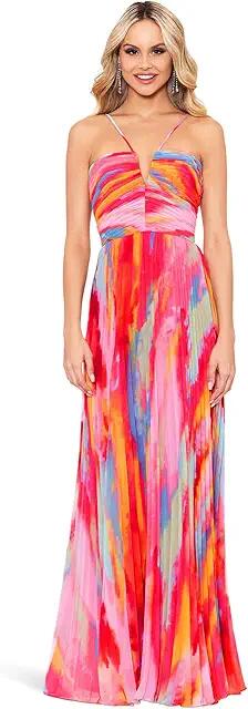 XSCAPE Long High Multi Chifon Print Strap (Fushia Multi) Women's Dress Cover