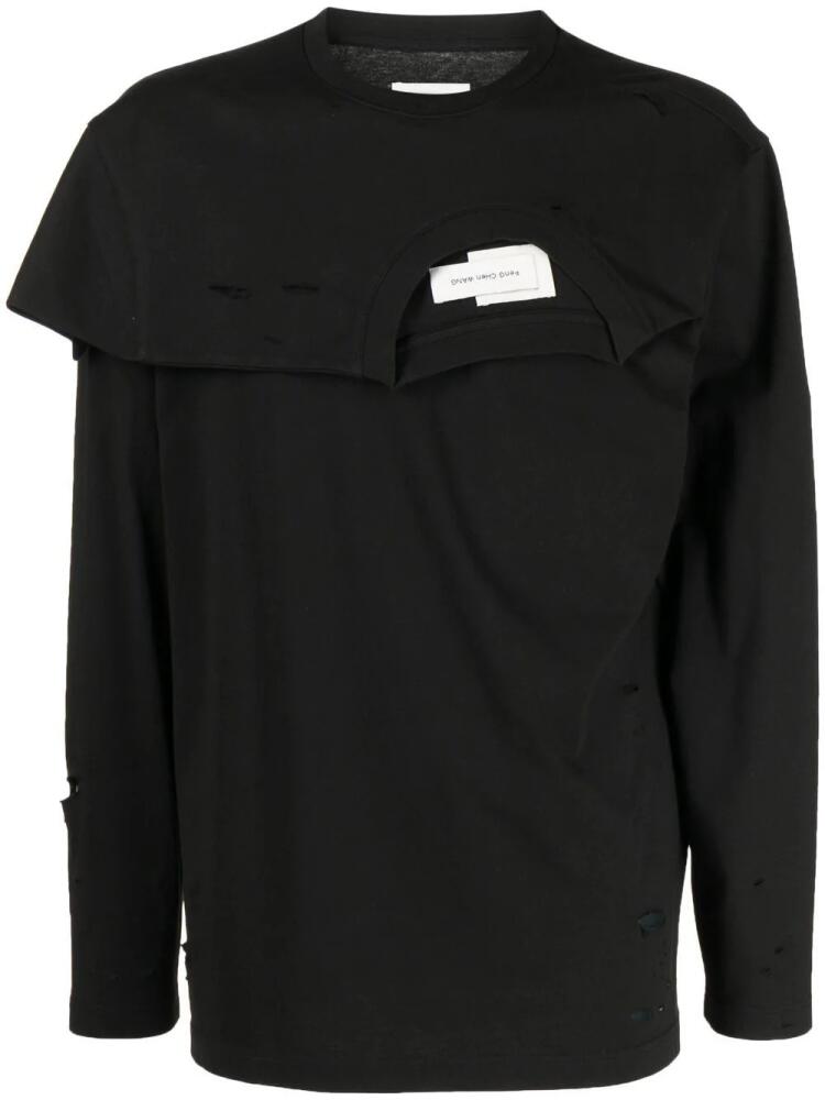 Feng Chen Wang double-collar distressed T-shirt - Black Cover