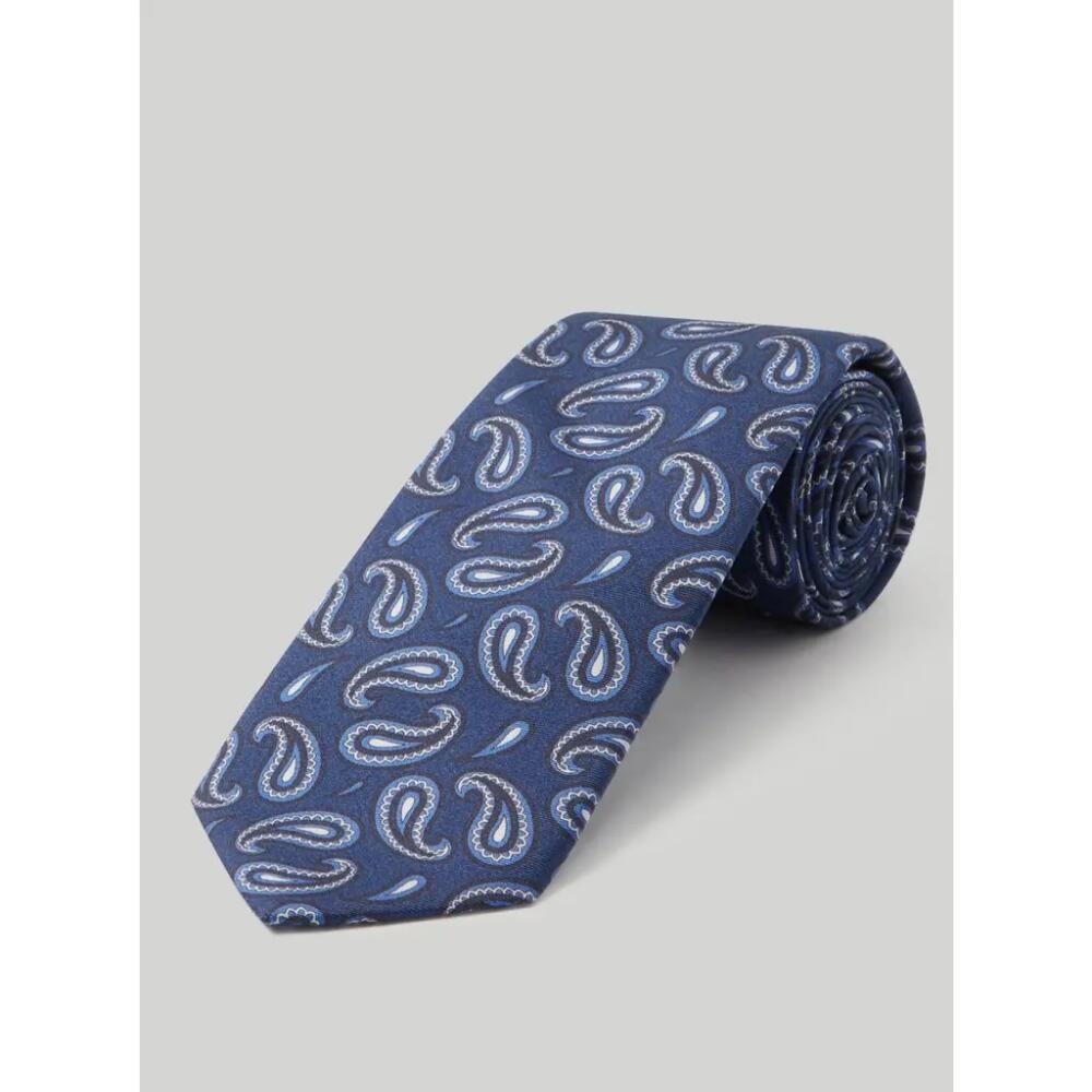 Robert Talbott Robert Paisley Printed Silk Necktie in Navy Cover