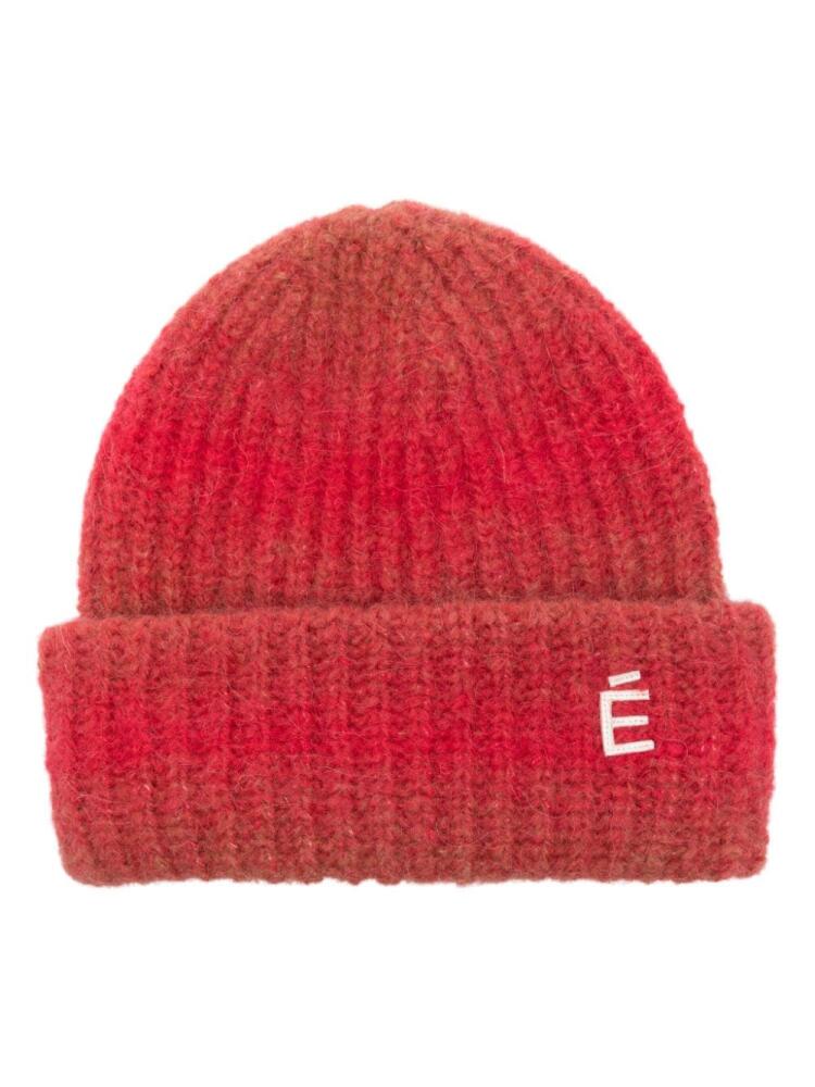 Etudes logo-patch beanie hat - Red Cover