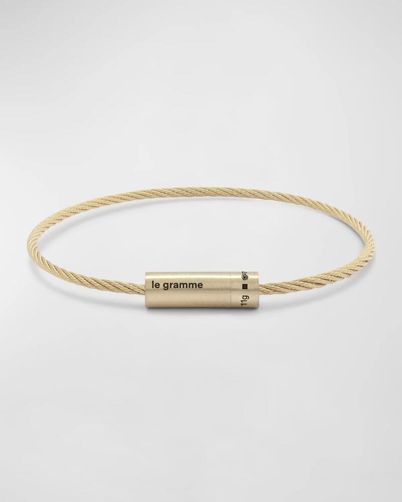 Le Gramme Men's Brushed 18K Yellow Gold Cable Bracelet Cover