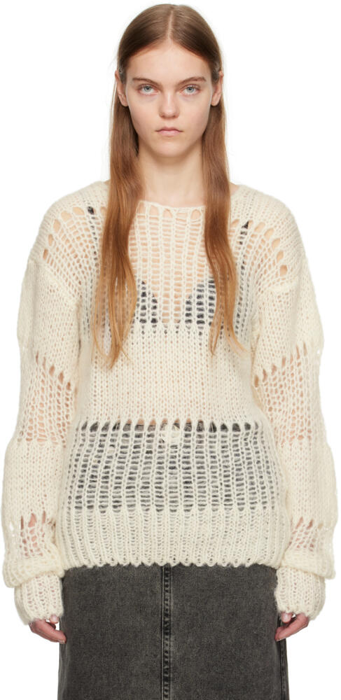 OPEN YY SSENSE Exclusive White Netted Sweater Cover