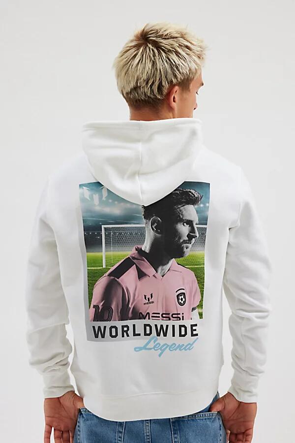 Messi Worldwide Graphic Hoodie Sweatshirt in White Cover