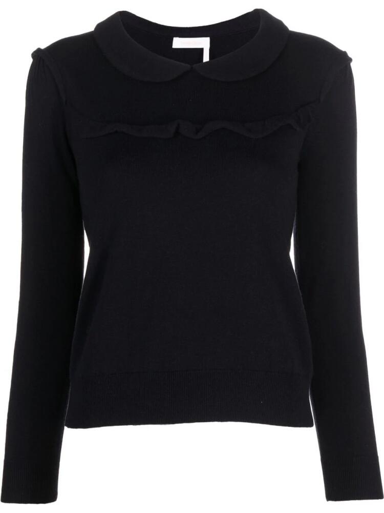 See by Chloé frilled yoke wool-blend jumper - Blue Cover