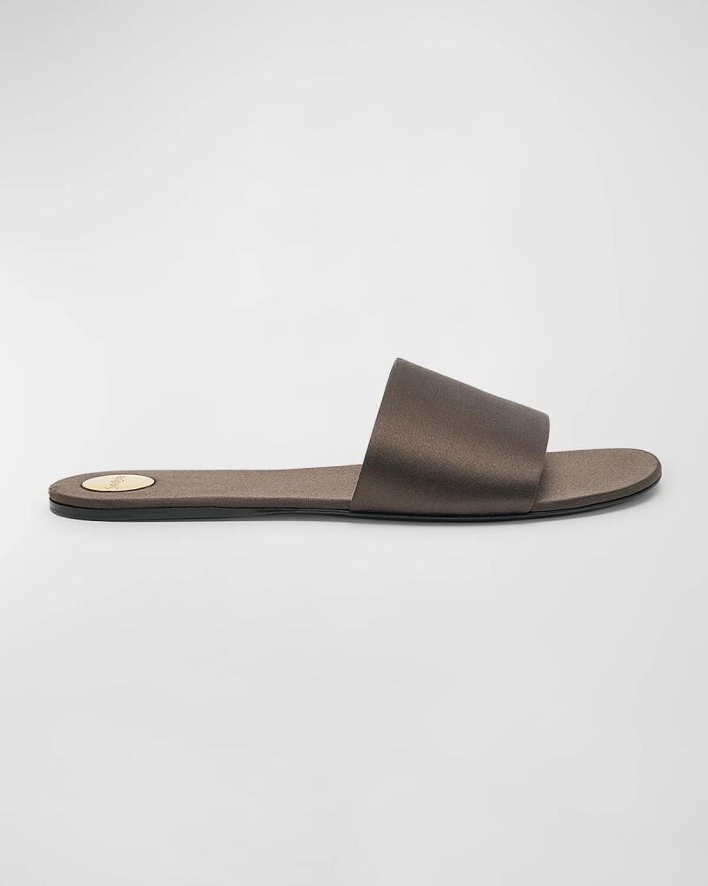 Saint Laurent Carlyle Satin Flat Slide Sandals Cover