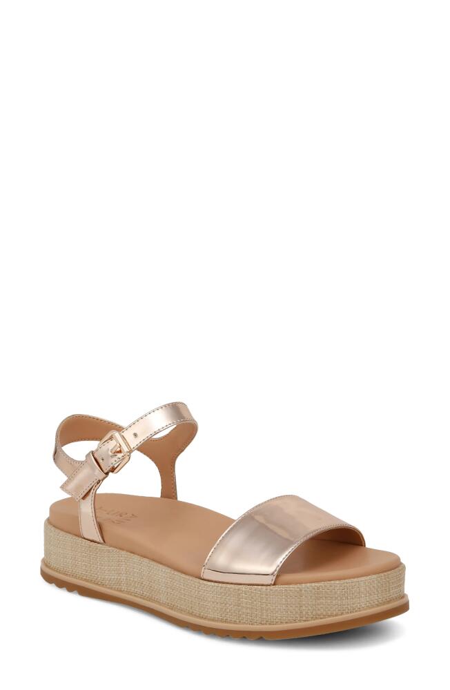 Naturalizer Zane Ankle Strap Platform Sandal in Rose Gold Faux Leather Cover