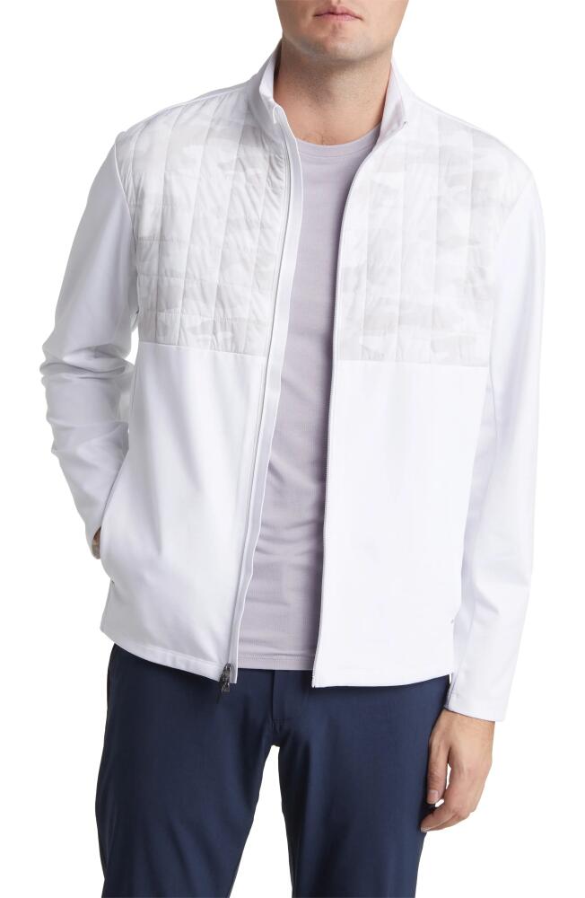 johnnie-O Godwin Mixed Media Quilted Knit Zip Jacket in White Cover