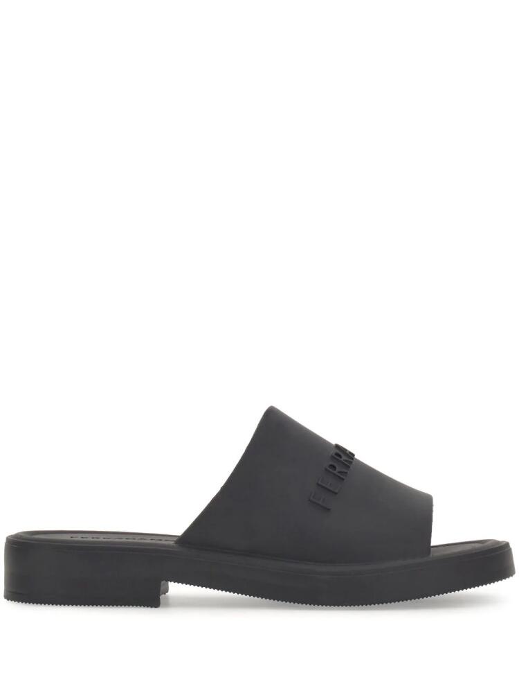 Ferragamo 3D-logo flat slides - Black Cover