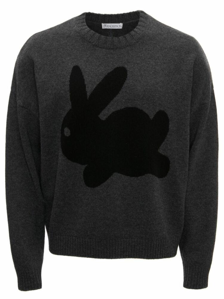 JW Anderson bunny-print crew-neck jumper - Grey Cover