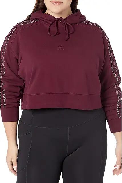 adidas Originals Plus Size Hoodie Logo (Maroon/Multicolor) Women's Clothing Cover