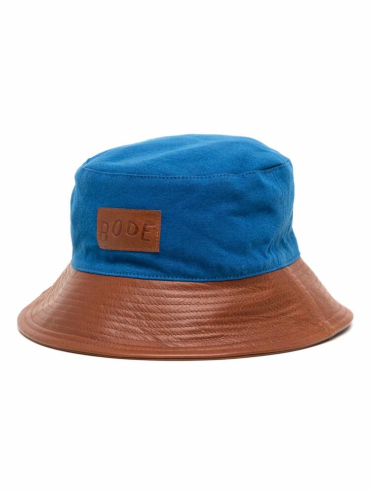 BODE logo-patch leather bucket hat - Blue Cover