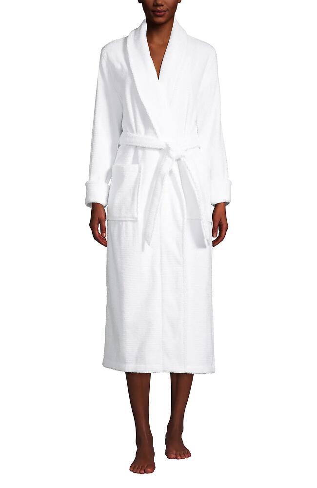 Lands' End Cotton Terry Long Spa Bath Robe in White Cover