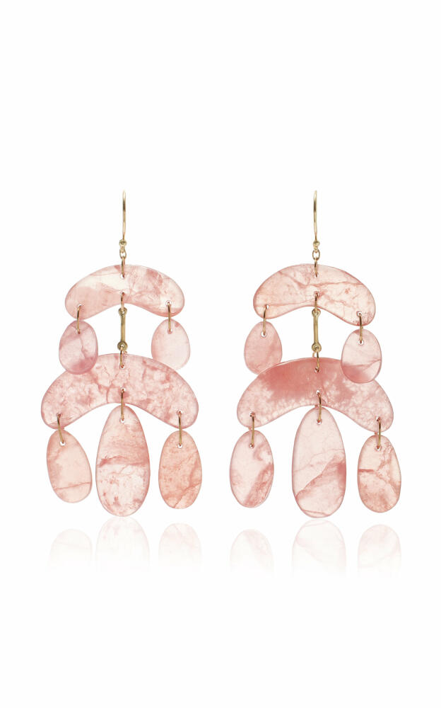 Ten Thousand Things - Mini 18K Yellow Gold Rhodochrosite Chandelier Earrings - Pink - Gifts For Her Cover