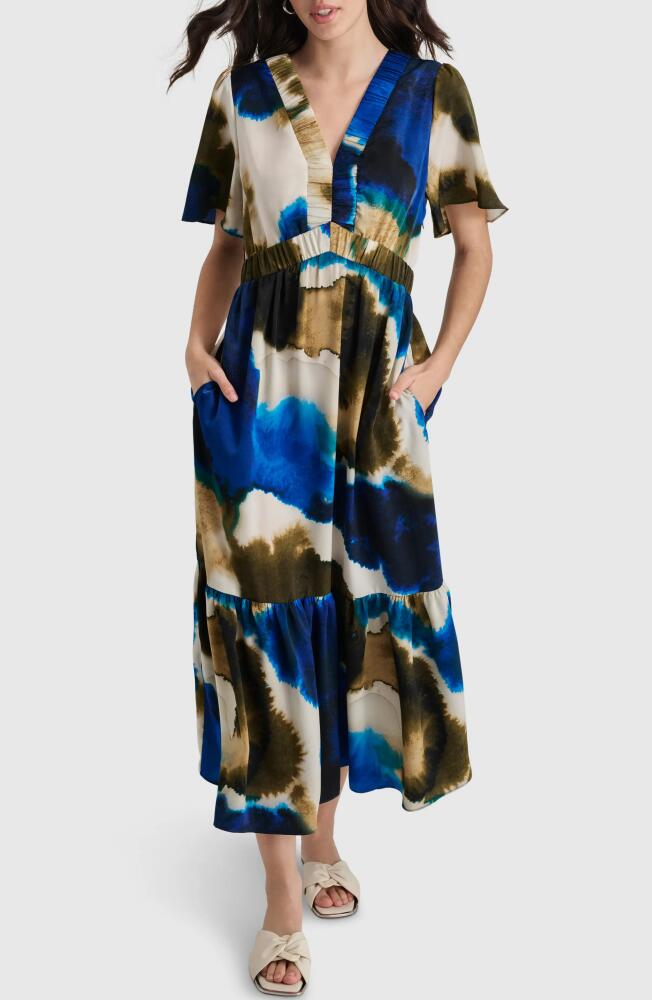 DKNY Print V-Neck Maxi Dress in Exploded Ink Swirl Cover