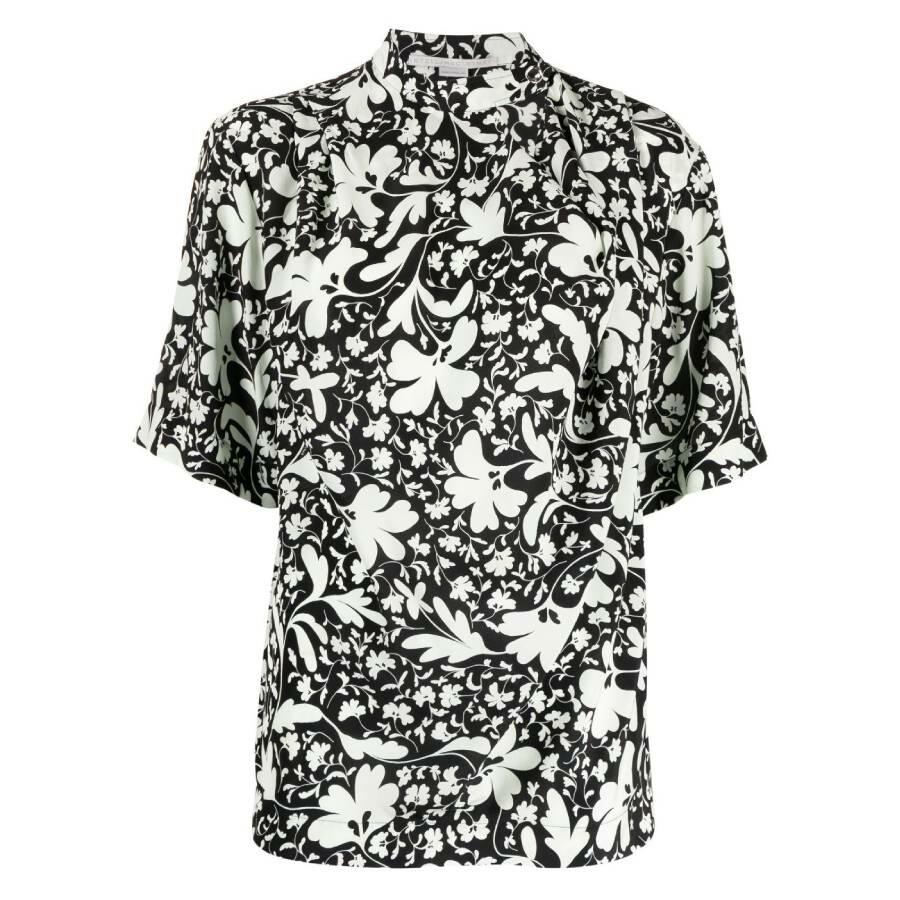 Stella McCartney Black Silk Foral Print Blouse Cover