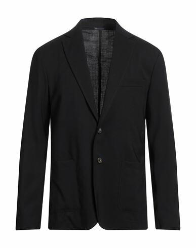 Cruna Man Blazer Black Virgin Wool, Elastane Cover