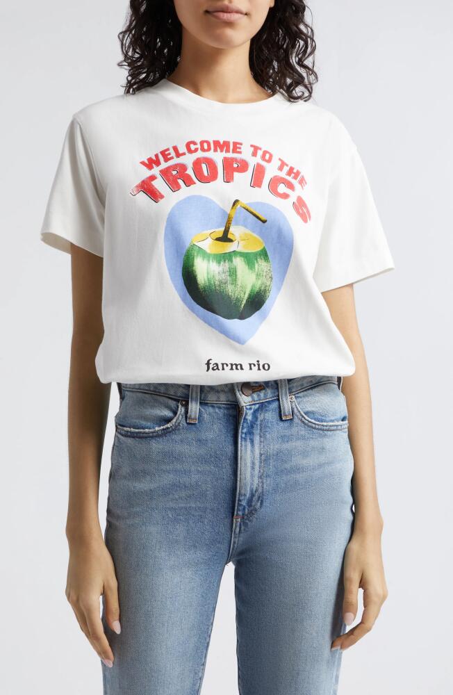 FARM Rio Welcome to the Tropics Cotton Graphic T-Shirt in Off-White Cover