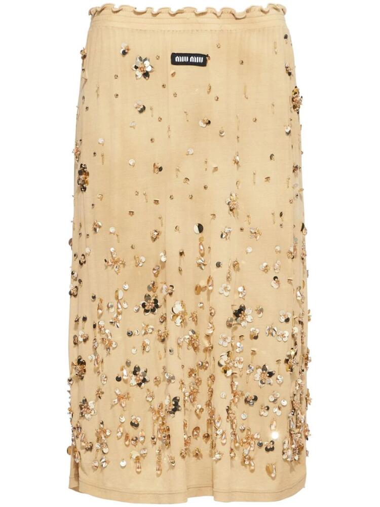 Miu Miu sequin-embellished midi skirt - Neutrals Cover