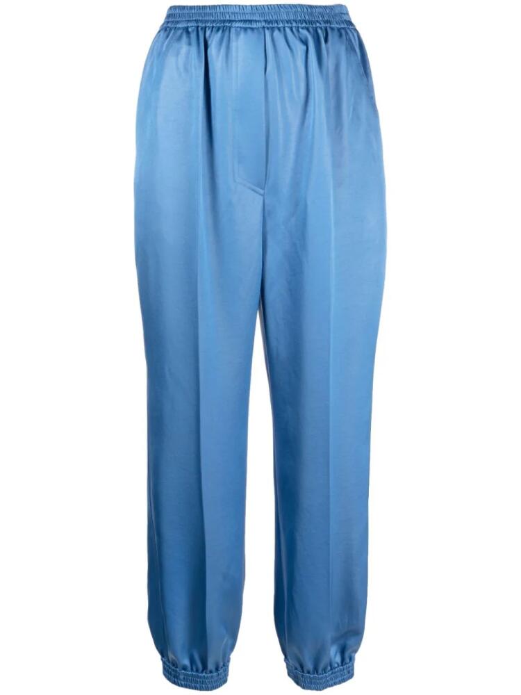 Nanushka tapered satin trousers - Blue Cover