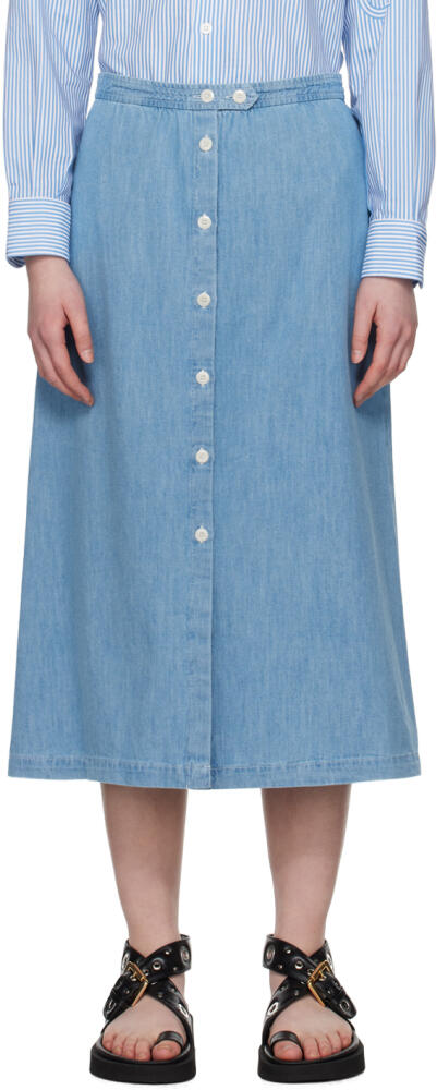 A.P.C. Blue Deauville Denim Midi Skirt Cover